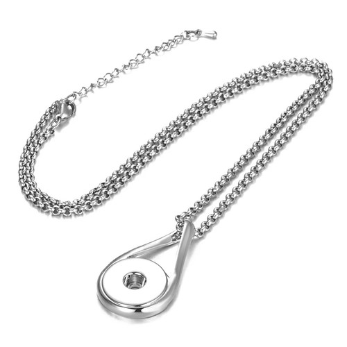 Snap Jewelry 20in. Ginger Charm Necklace Teardrop Pendant Fits 18MM 20MM Buttons - Picture 2 of 9