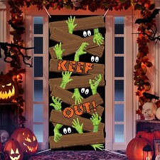 Halloween Door Cover Decorations Skeleton Bone Door Banner