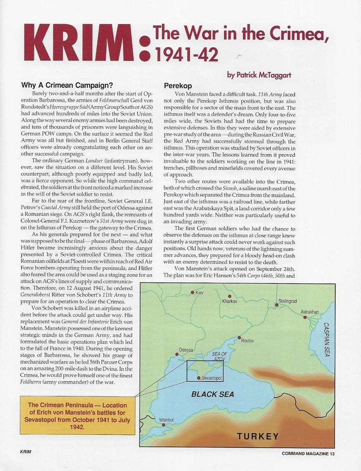 Command Magazine # 6   Krim - Crimea 1941; Lion in Ethiopia Expansion Unpunched - Image 3 of 4