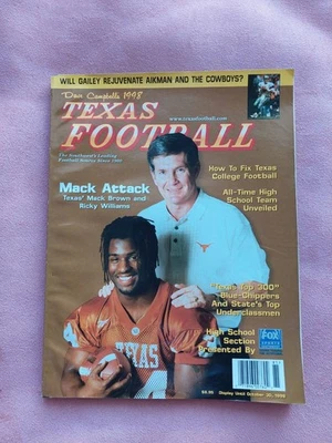 RARE VTG 1998 Dave Campbell's Texas Football magazine MACK BROWN R WILLIAMS - Image 1 of 3