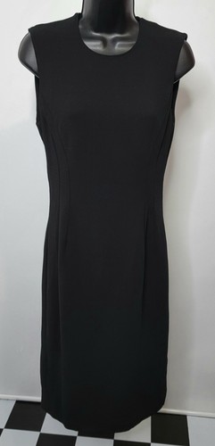 DONNA KARAN SIGNATURE BLACK WOOL STRETCH SLEEVELESS CASUAL DRESS Sz 8 - Picture 1 of 11
