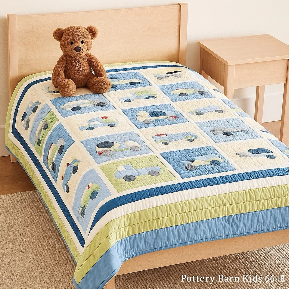 Juego de edredón Pottery Barn Kids camión de construcción tamaño doble 66” x 84” + funda de almohada Foto 2 de 4