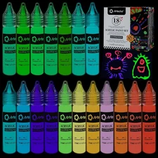 Artecho Glow in the Dark Paint 6.7 Fl Oz (Pack of 1), Glow&Neon-18 colors 