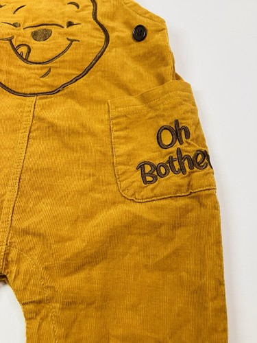Salopette Disney bambino 12 mesi Winnie the Pooh marrone fine velluto a coste applique bavaglino - Foto 4 di 7