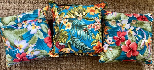 Tres almohadas florales tropicales hawaianas hechas a mano 12x12 estampado Aloha trío - Imagen 3 de 9