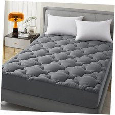 Mattress Topper Size Pillow Top - Extra Thick Padded Mattress Queen Gray Cloud