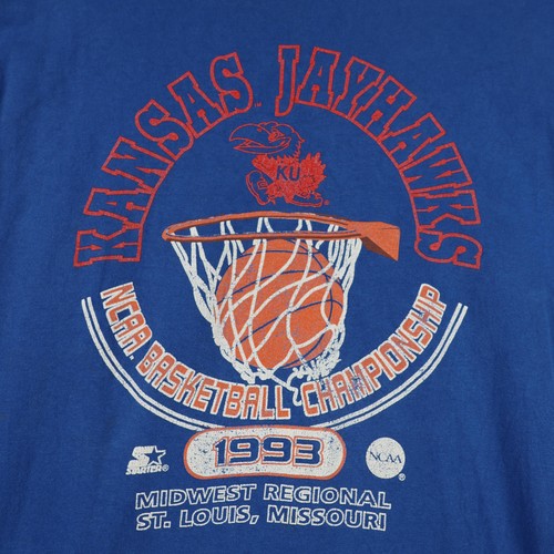 Vintage Kansas Jayhawks Shirt Herren XL blau NCAA Basketball Starter 1993 90s - Bild 2 von 10