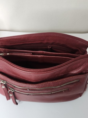 Great American Leather Works Shoulder Crossbody Bag Purse Burgundy Medium Size - Picture 3 of 11