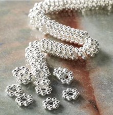 Silver plated metal beads Daisy Dot Spacer Beads Square 5mm Qty:50