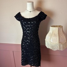 Rampage vintage rare sequin swoop mini dress black grail rare
