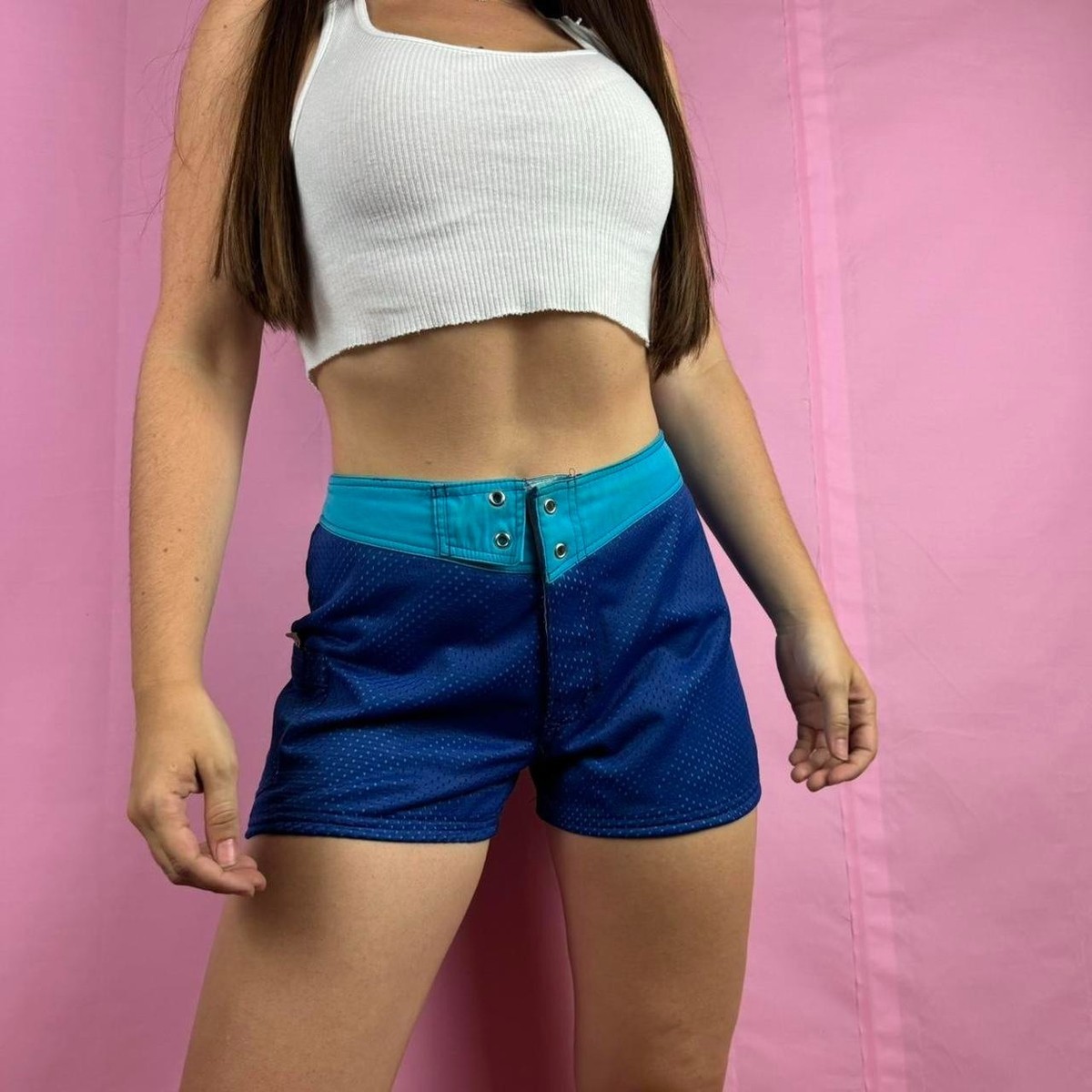 Vintage Jimmy'z Surf Board Shorts Mesh Junior 5 Womans Blue Logo