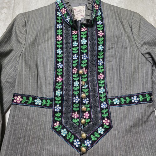 Giacca Nanette Lepore Y2k spina di pesce ricamata floreale taglia 6 - Foto 2 di 7