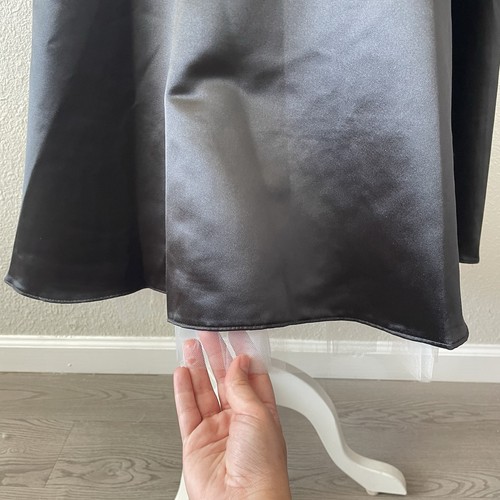 Jessica McClintock Satin Formal Halter Dress Vintage Black Old Hollywood Size 14 - Picture 7 of 23