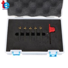 5 Piece1/4'' Carbide Indexable Turning Tool Set in Fitted Box For Lathe Tool
