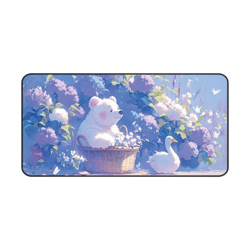 Kawaii Purple Desk Mat Cute Bear Mouse Pad Large Aesthetic Gaming Decor - 第 9/16 張圖片