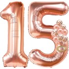 KatchOn, Rose Gold 15 Balloons Number - Giant, 40 Inch | Rose Gold 15 Balloon...