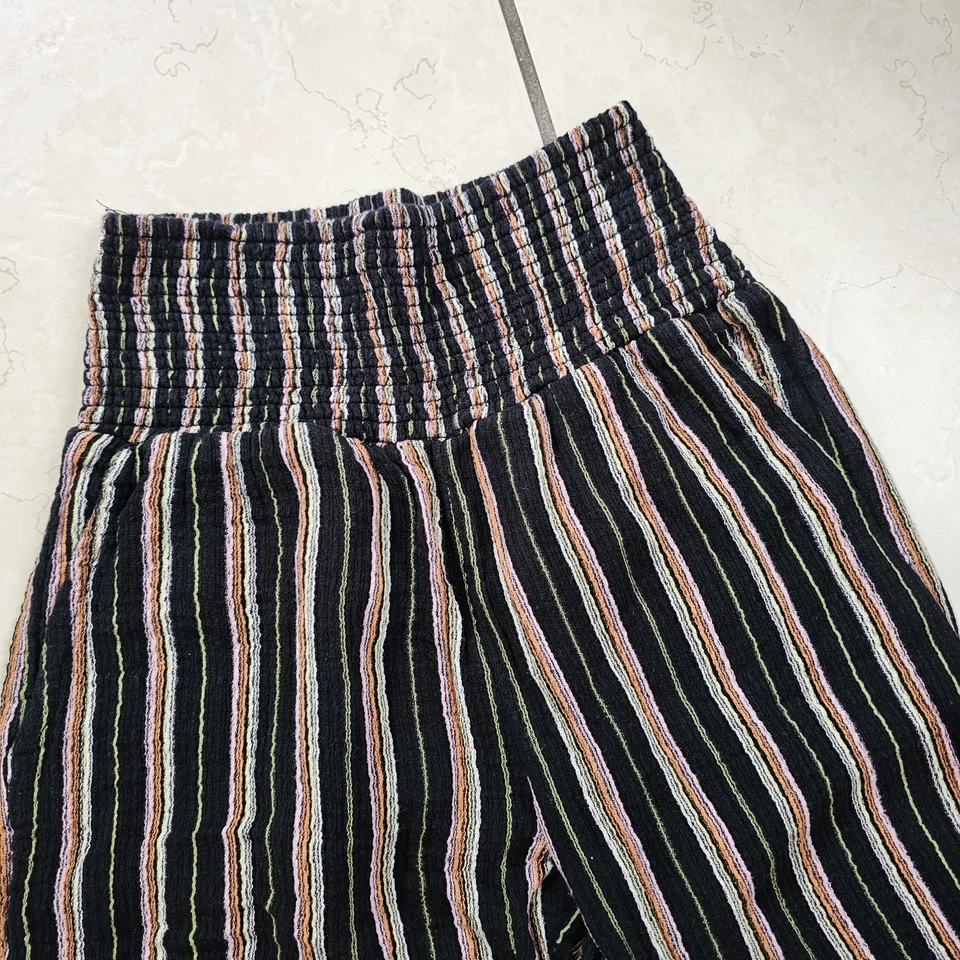 Billabong New Waves 2 Elastic Waist Pants Women's Red Pink Black Striped Size M - Image 2 of 4
