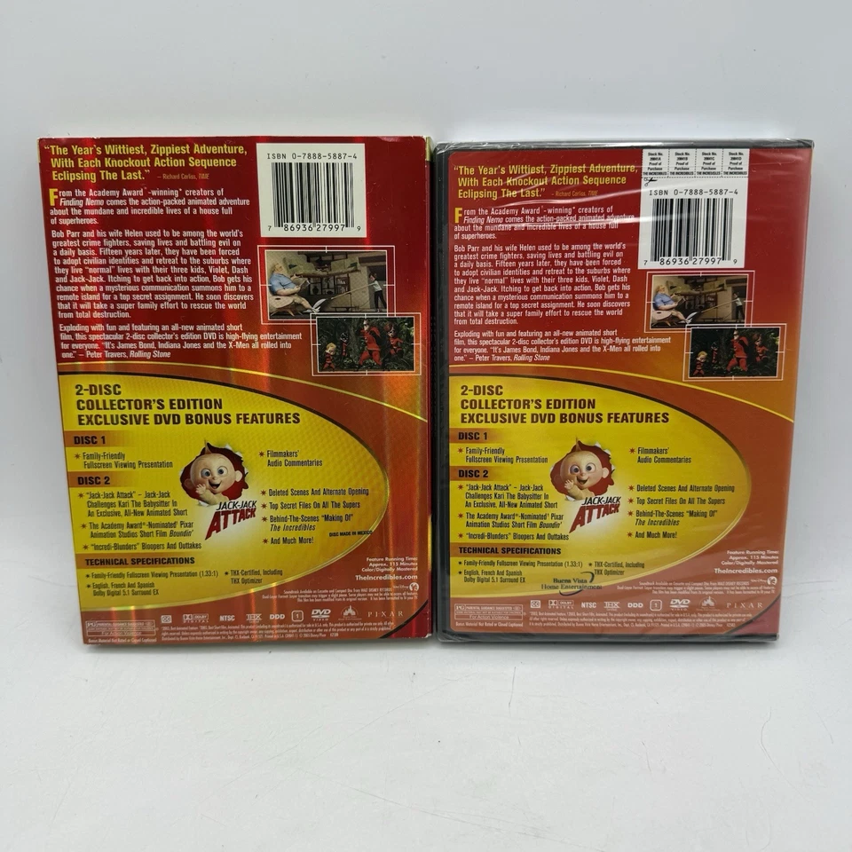 The Incredibles (DVD, 2-Disc Collectors Edition Fullscreen w/Slip) SEALED NEW - Image 2 of 3