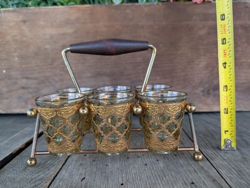 Vintage Culver Valencia Shot Glasses (6) and Caddy - Picture 8 of 9