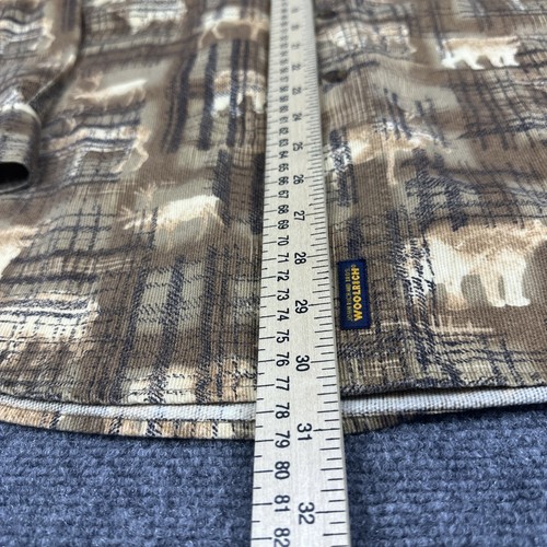 Vintage WOOLRICH Brown Elk Bear All Over Print Men's 2XL Button Down Twill Shirt - Picture 7 of 11
