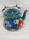 The Pioneer Woman Dazzling Dahlias Enamel Steel Teal 1.9 Quart Tea Kettle Pot