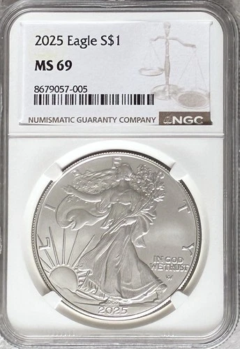 2025 AMERICAN SILVER EAGLE $1 MS69 MS 69 Bullion .999 Fine Coin 1 Oz