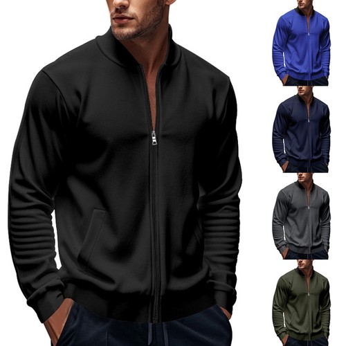 Kragenlose Jacke Baseballjacke Cardigan Stil Herbstkleidung Polyester-Stoff - Bild 1 von 40