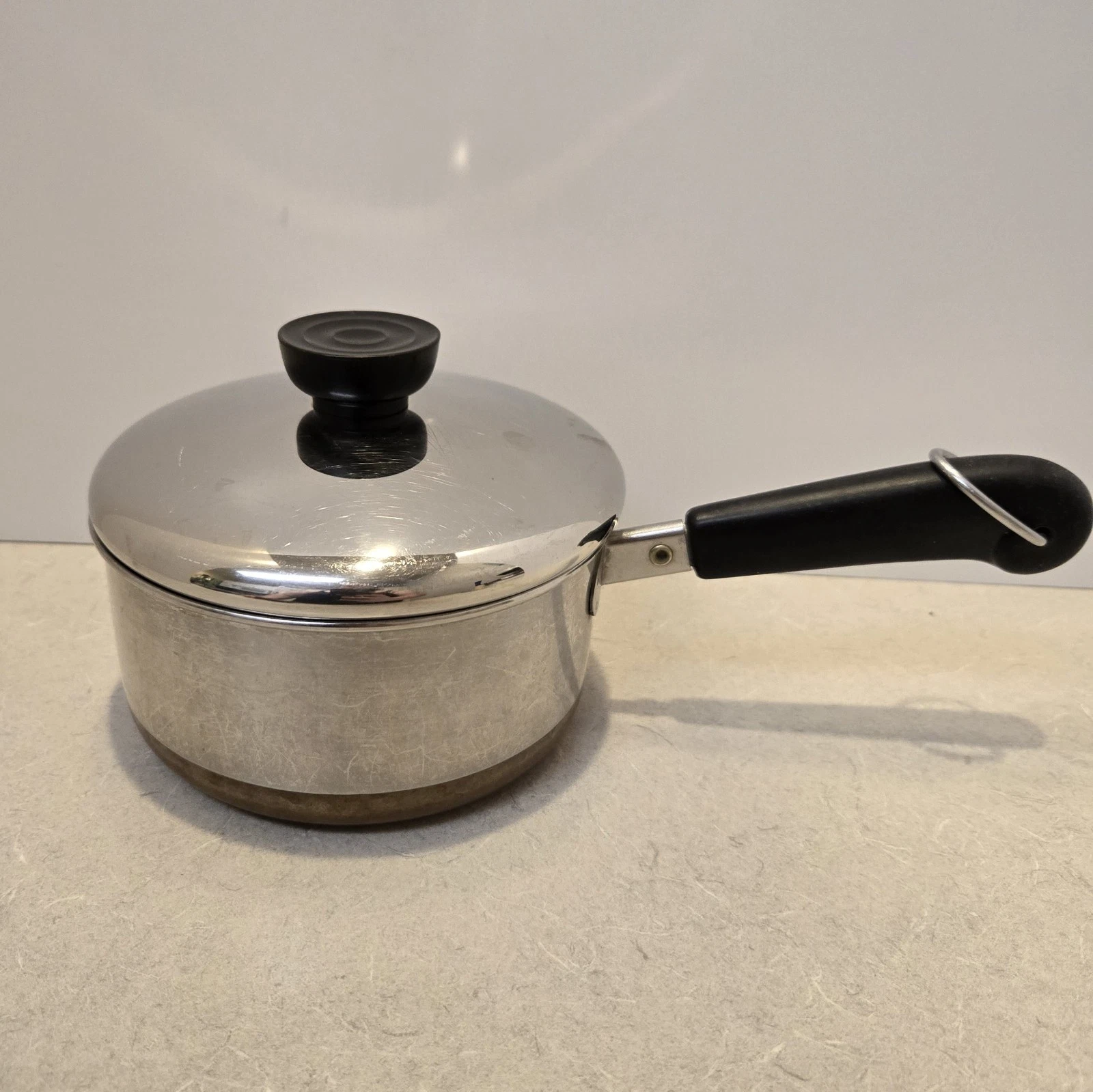 VTG 4 pc Set Revere Ware Copper Bottom 1qt 2qt 3qt Saucepans 1 Lid