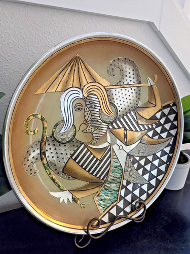 Alexander Kalifano 17,75" Picasso Kubistischer Stil Ladegerät Platte mit Ständer - Vintage - Bild 2 von 10