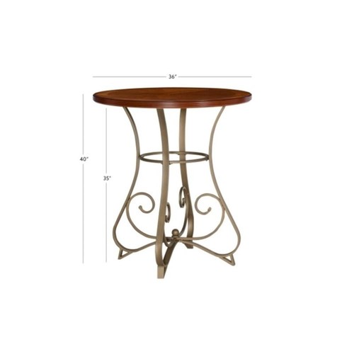 Linon Hamilton Wood and Steel Pub Table in Pewter and Faux Cherry - Picture 7 of 7