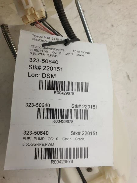 BOMBA DE COMBUSTIBLE 10-15 LEXUS RX350 3,5 L TRACCIÓN DELANTERA Foto 4 de 4