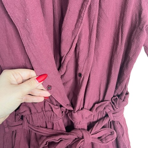 Amadi Anthro Trench Faux Wrap Cropped Jumpsuit Collared Wine MP Medium Petite - Picture 7 of 11