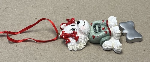 Cute White Female Dog w/Red Bows Ornament PRICELESS PRINCESS Personalizable 4” - Picture 8 of 9