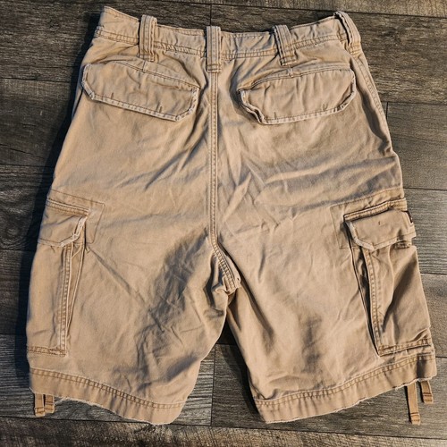 Vintage Y2K Abercrombie & Fitch Cargo Shorts Mens Size 30 Tan Distressed Heavy - Picture 6 of 12