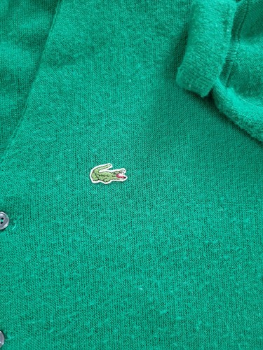 Vintage IZOD Lacoste Green Cardigan Sweater Crocodile Preppy Grandpa. Size XL. - Picture 3 of 14