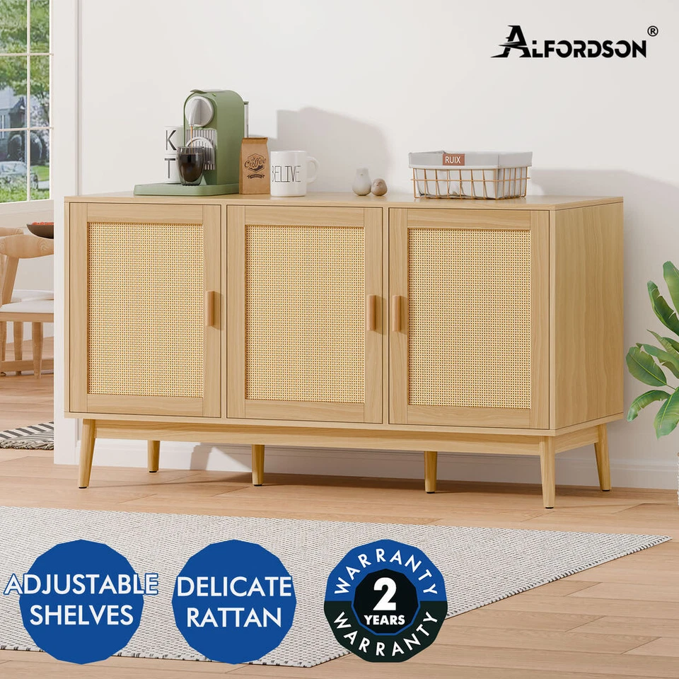 ALFORDSON Buffet Sideboard Cabinet Cupboard Rattan Storage Kitchen Hallway Doors