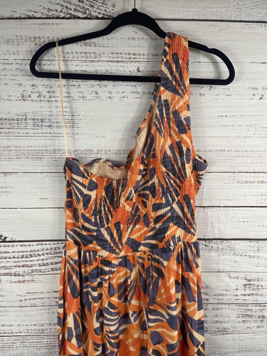 Nine West Dress Womens 2XL Orange Blue One Shoulder Maxi Geometric Boho Summer - Picture 5 of 10
