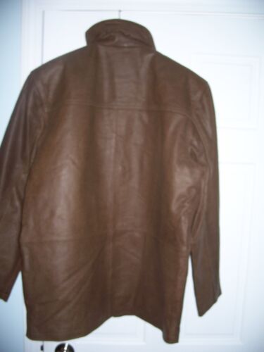 Abrigo Chaqueta de Cuero Suave Wallance H Talla L Marrón Cálido Invierno Forrado con Cremallera y a Snap - Imagen 3 de 6