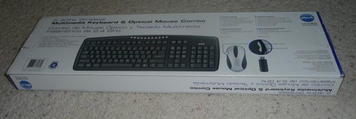 Rare Micro Innovations KB1100W Black Wireless Keyboard and Black/Silver Mouse - Picture 1 of 3