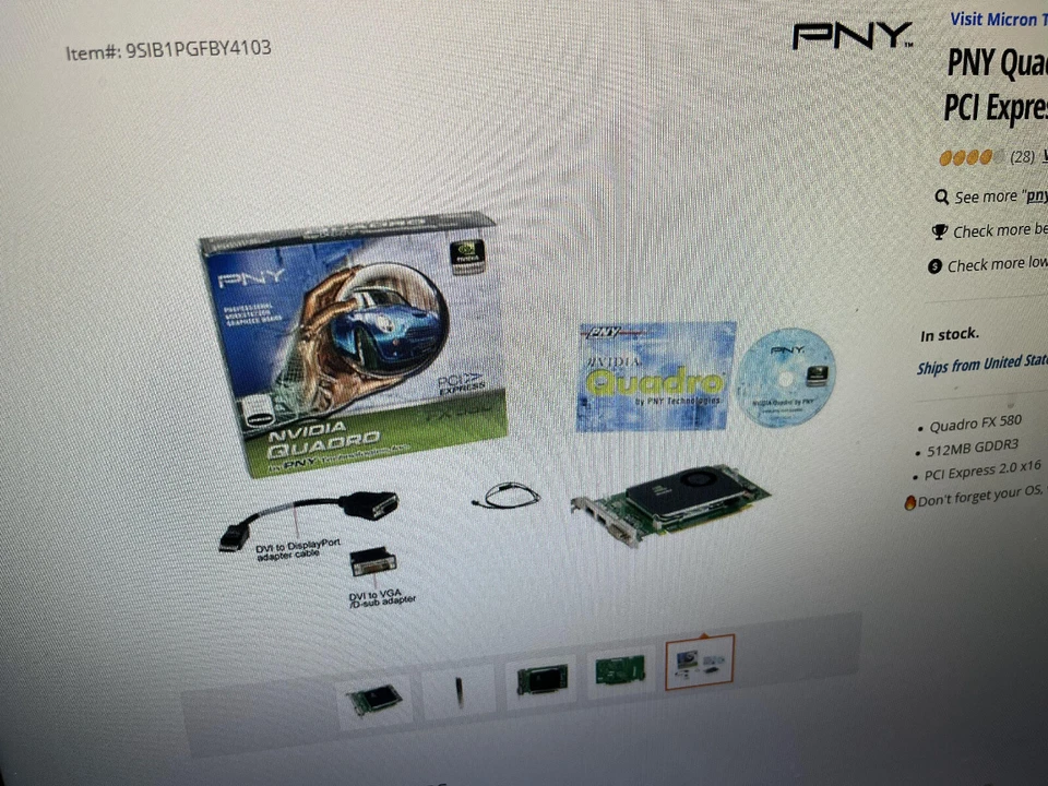 5BB  PNY Quadro FX 580 VCQFX580-PCIE-PB 512MB 128-bit GDDR3 PCI Express 2.0 x16 - Image 3 of 3