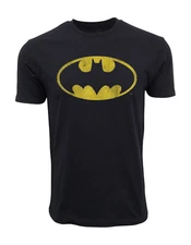 BATMAN ORIGINAL LOGO BLACK YELLOW DISTRESS T SHIRT OFFICIAL ITEM