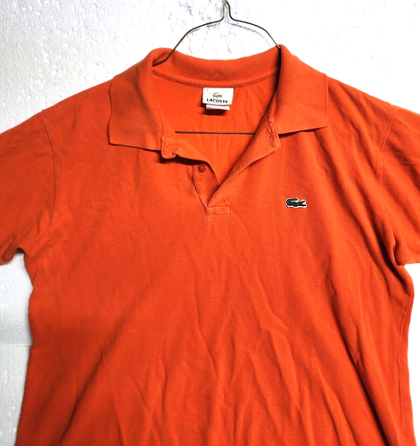 Lacoste Camicia Uomo Taglia 7 Arancione Neon Polo Manica Corta Rugby Golf Cotone Gator - Foto 2 di 13