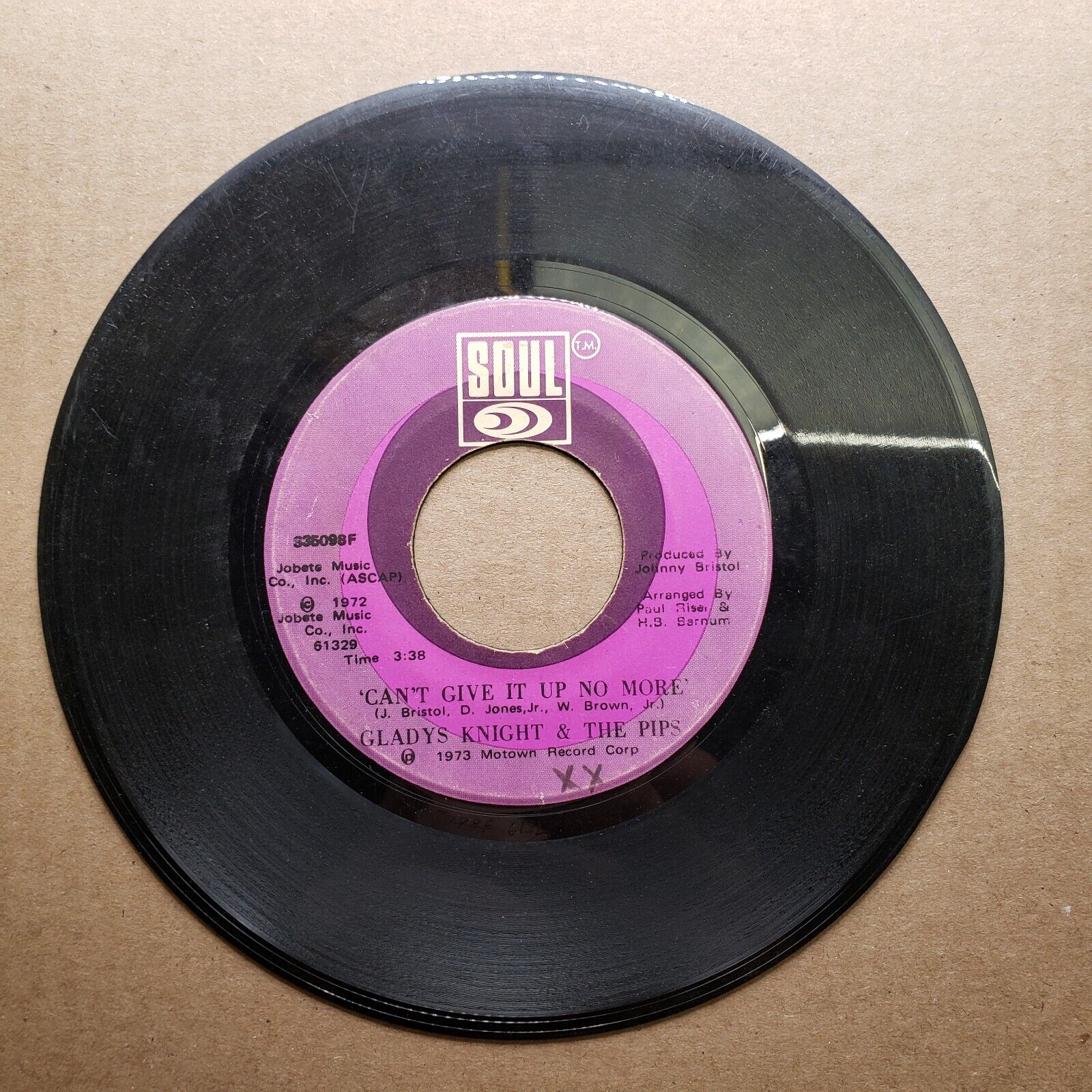 Gladys Knight & The Pips - Neither One Of Us; Can't Give It Up No More -  45 RPM