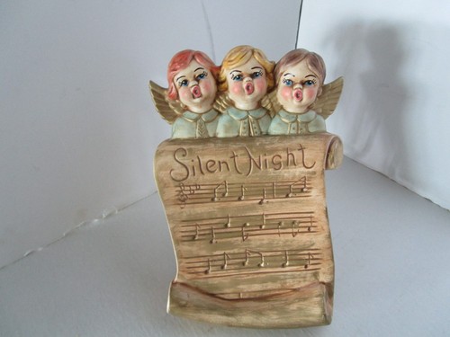 Vintage Wall Papier Mache Music Box Angels Silent Night 10.50"T Hong Kong 1950's - Picture 7 of 10