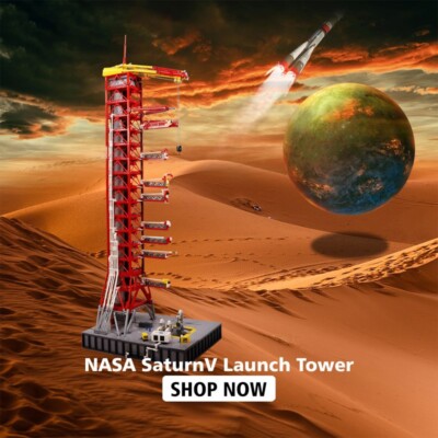 Modubrix Mocs Building Blocks Saturn-V Launch Umbilical Tower Set Bricks Toy Kit