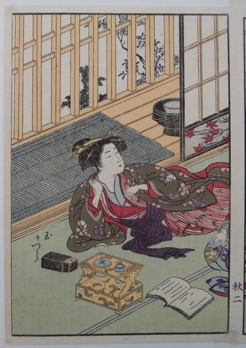 Japanese Prostitutes Woodblock Print Artists Shigemasa & Shunsho Tobacco Girl - Picture 3 of 10