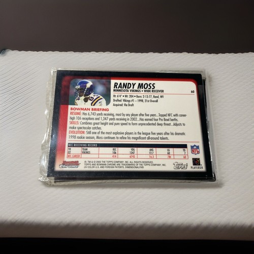 2003 Bowman Chrome Randy Moss Minnesota Vikings #60 - Picture 3 of 3