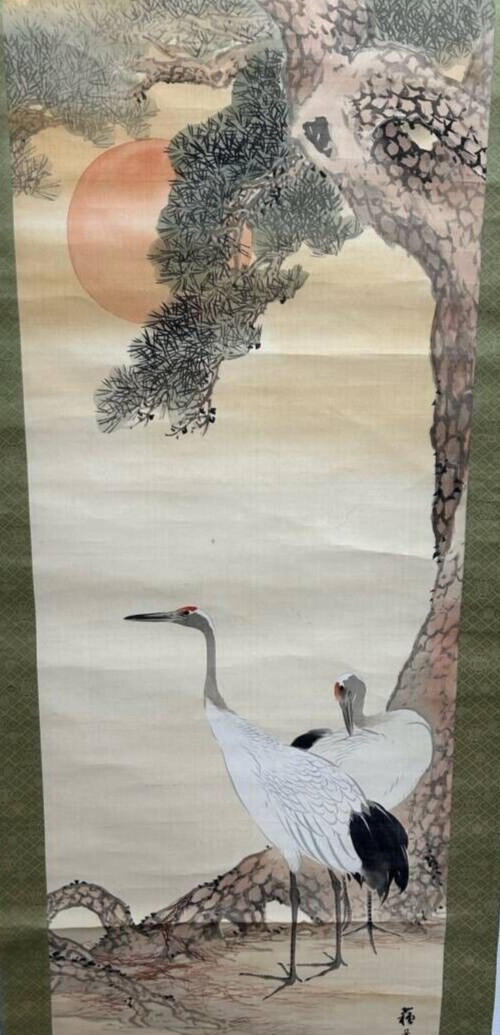 JAPANESE HANGING SCROLL ART Painting Japanese Bird TOKI #M131 | eBay
