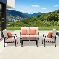 Garden Sofa Set 4pcs Table Chairs Patio Cushion Lawn Outdoor Furniture Modern on sale Garden Sofa Set 4pcs Table Chairs Patio Cushion Lawn Outdoor Furniture Modern on sale