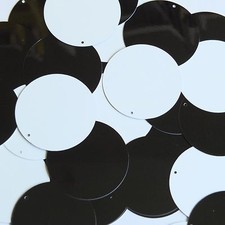 Sequin Round 1.5" Black and White Duo Two Sided Opaque. Made in USA